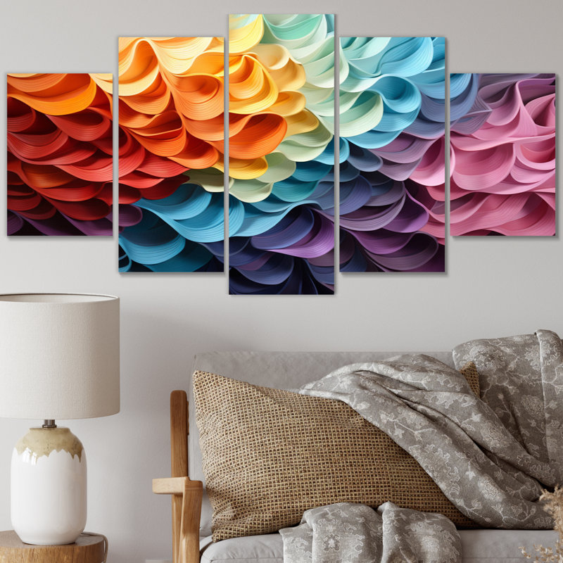 Optix Elixir I - art mural moderne - 5 panneaux