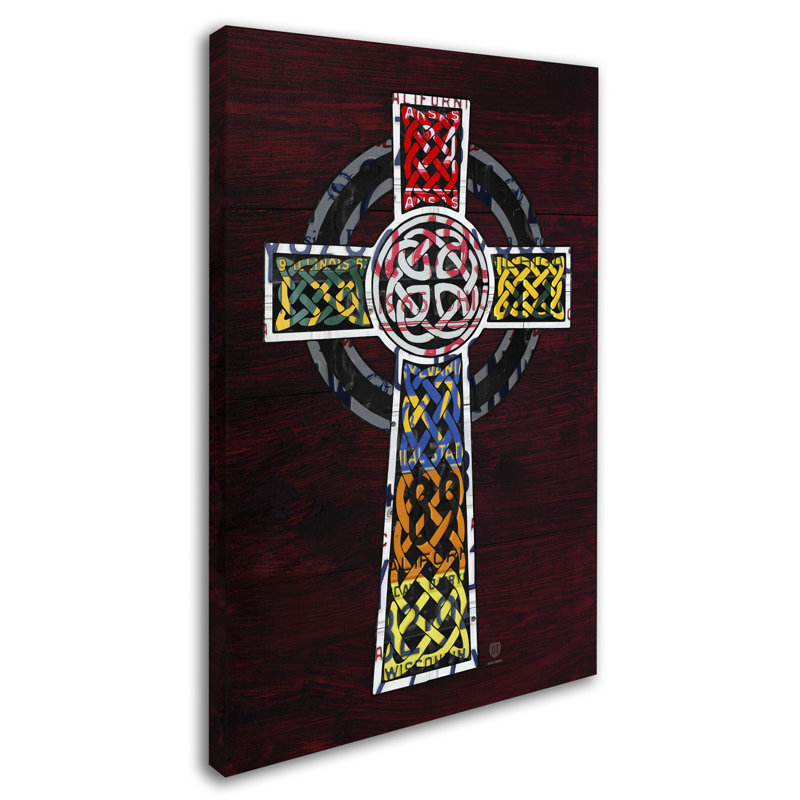 « celtique cross », impression sur toile tendue encadrée, H 24 po x l 16 po x P 2 po