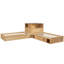 Lit plateforme simple en L avec armoires de rangement, bureau, lit gigogne et lumière DEL, naturel-449908829
