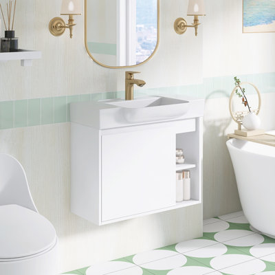 Meuble-lavabo mural simple 27,2 po avec comptoir en céramique
