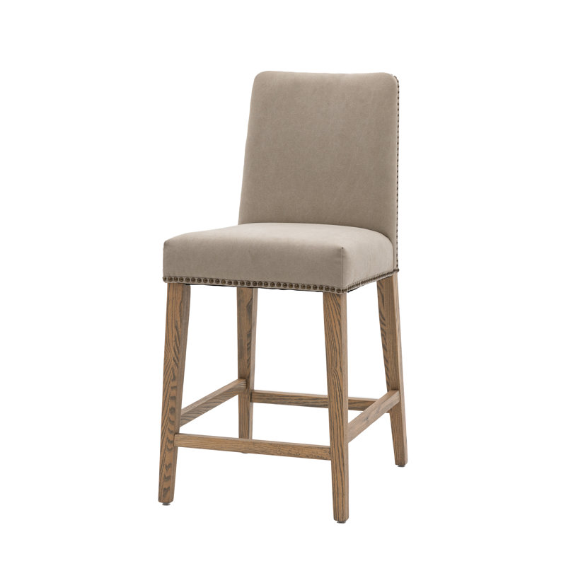 Crewellwalk Upholstered Counter Stool, Cement