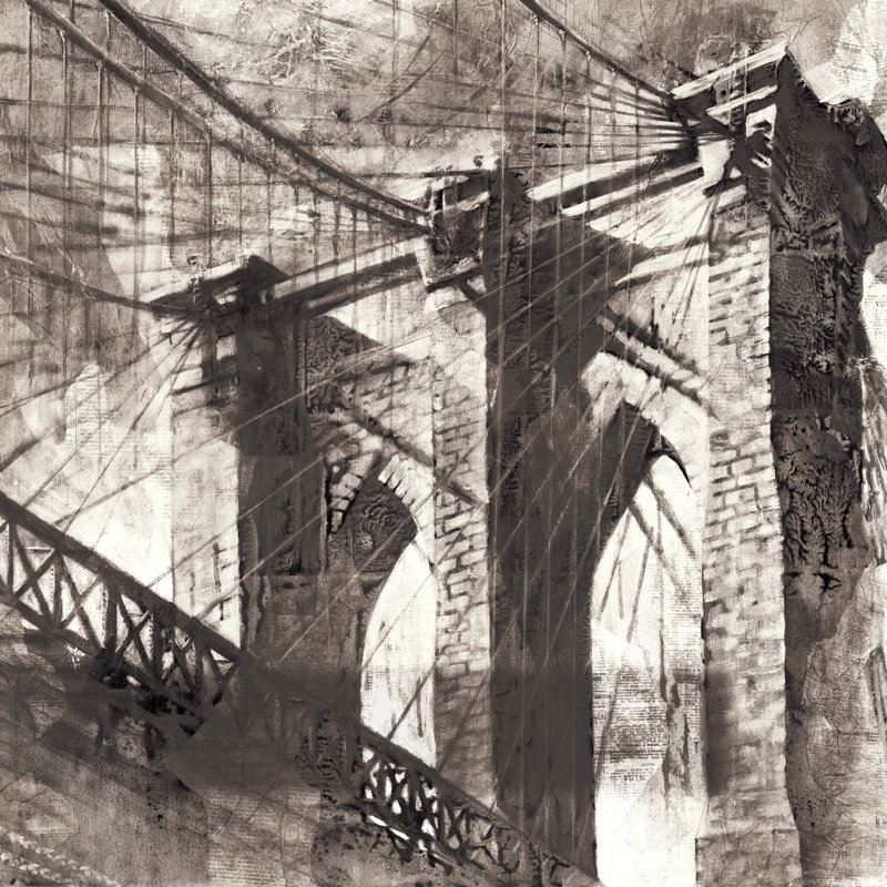 Brooklyn Bridge Neutral - Wrapped Canvas Print, 51cm H x 51cm W