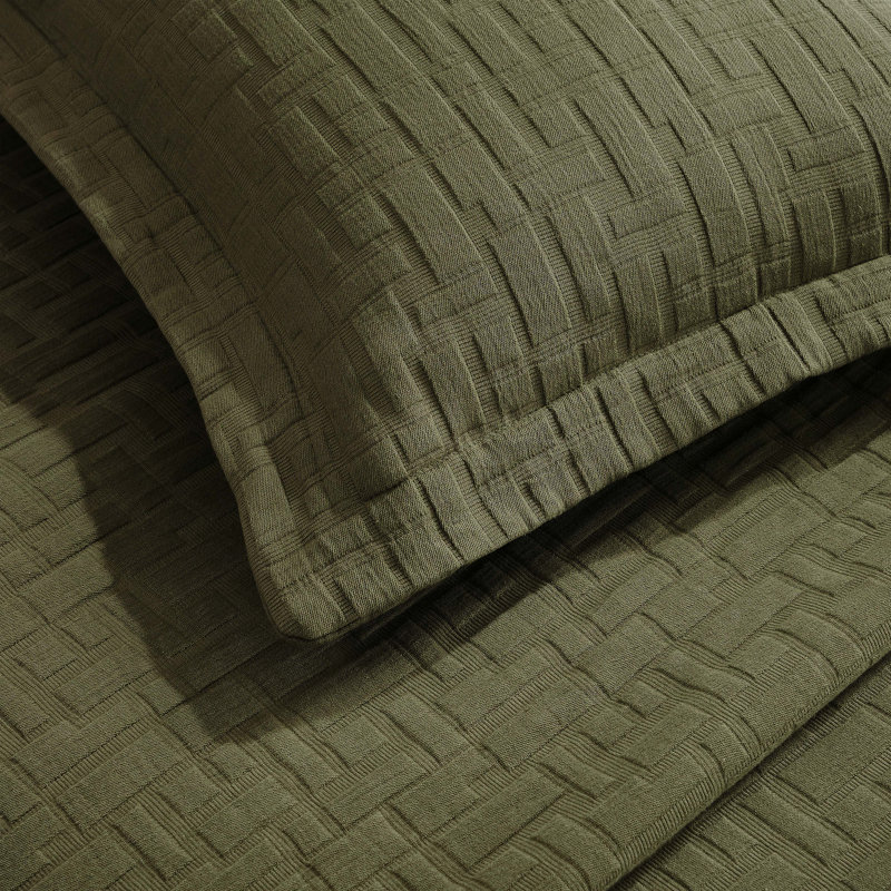 Jax Madrid Cotton Medium Weight Geometric Matelasse Bedspread And Sham Set, California King Bedspread + 2 King Shams