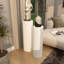 Ensemble de table guéridon en métal nervuré blanc avec détails bruns