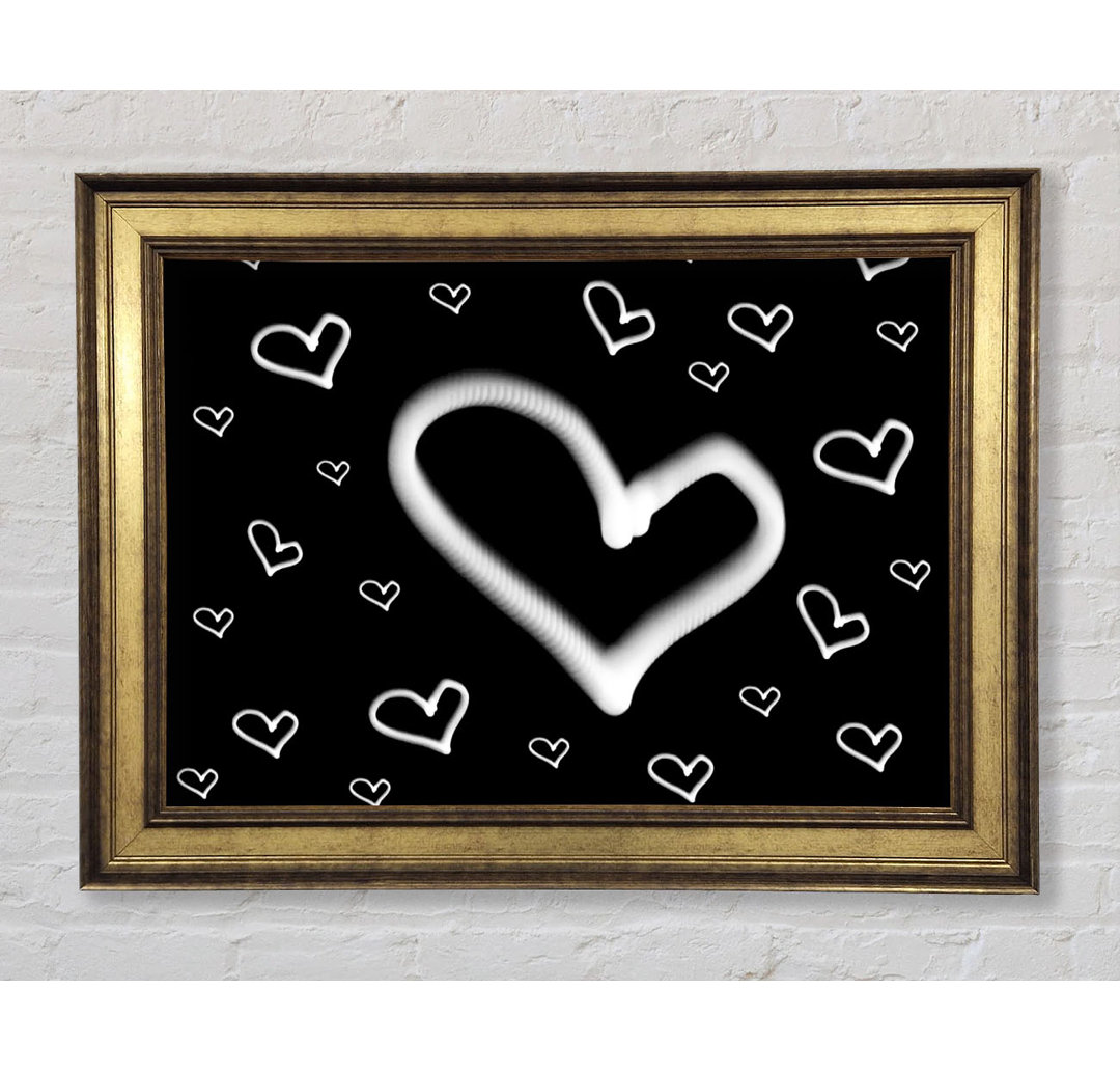 Love Hearts On Black - Druck