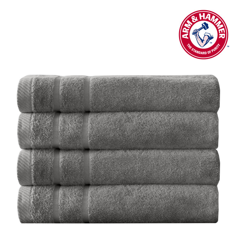 Arm & Hammer Super Soft Hand Towels, Gray, Bath Towels - 4 Pack