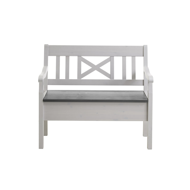Manon Upholstered Storage Bench, Armless, White/Grey
