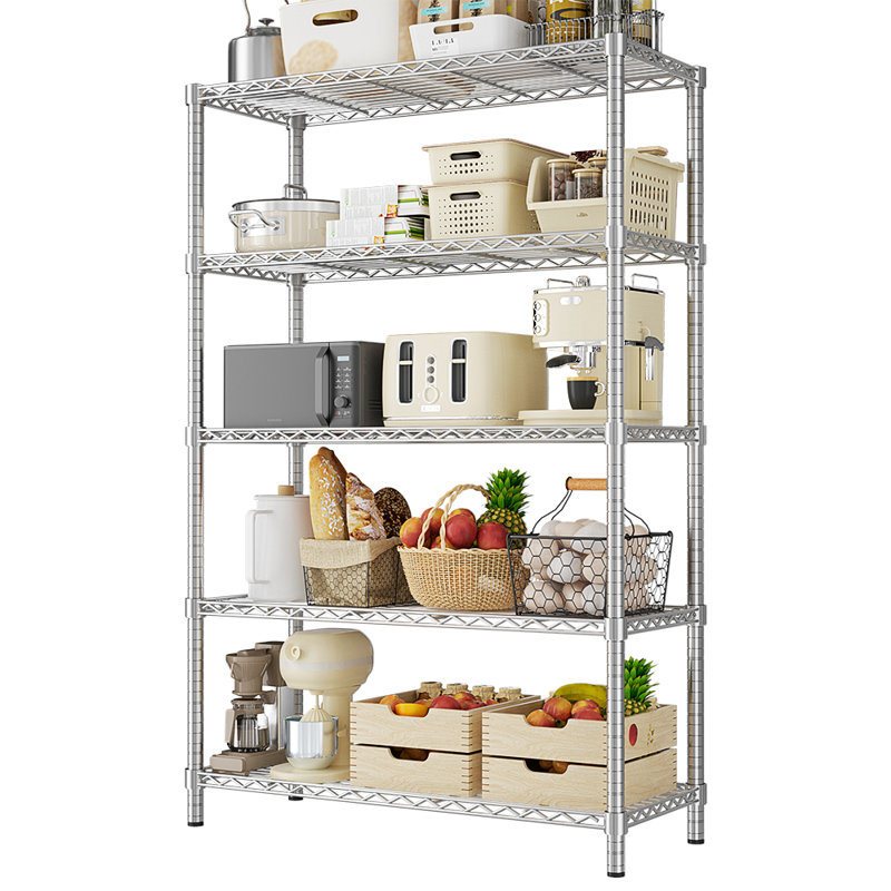 Height-Adjustable Garage Wire Shelving Unit for Kitchen, Laundry Room, Pantry, Warehouse, Basement, 72" H x 36" W x 14" D