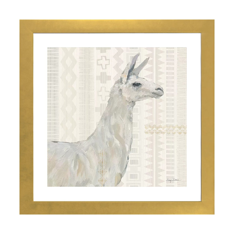 «Llama Land II» par Avery Tillmon - reproduction, Blanc, H 24 po x l 24 po x P 1 po, Papier encadré doré