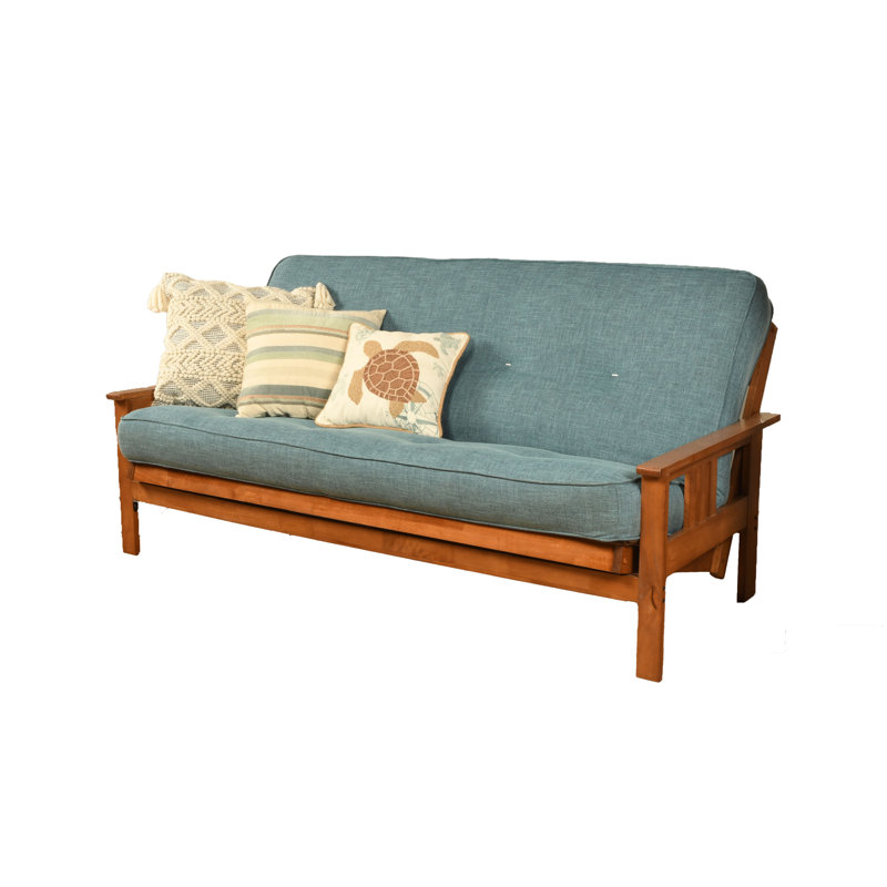 Johnte Full-Size Futon Frame and Full-Size Innerspring Mattress, À ressorts, Lin turquoise, Barbade