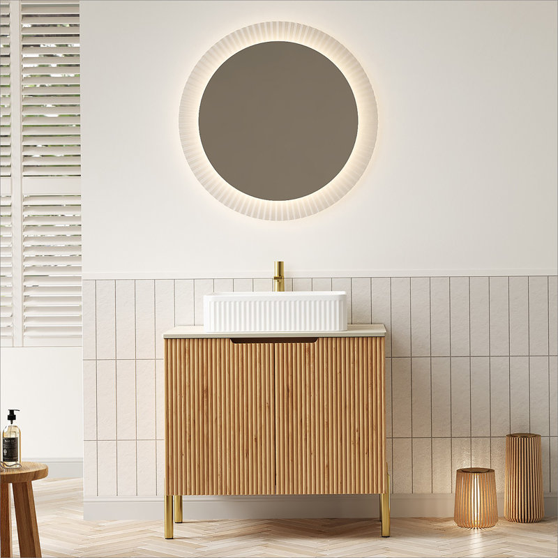 Meuble-lavabo de salle de bain 30 po avec lavabo, armoire de rangement autoportante avec 2 portes, lavabo en céramique blanche et comptoir blanc de Carrare, sans robinet, couleur vert clair