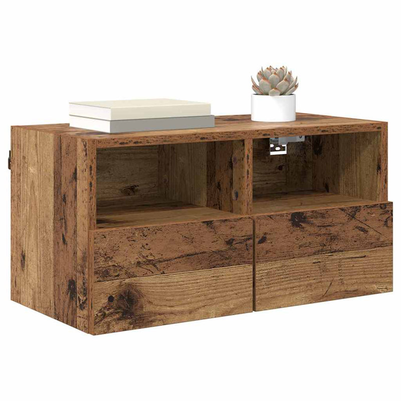 TV Stand, 30cm H x 60cm L x 30cm W, Old Wood