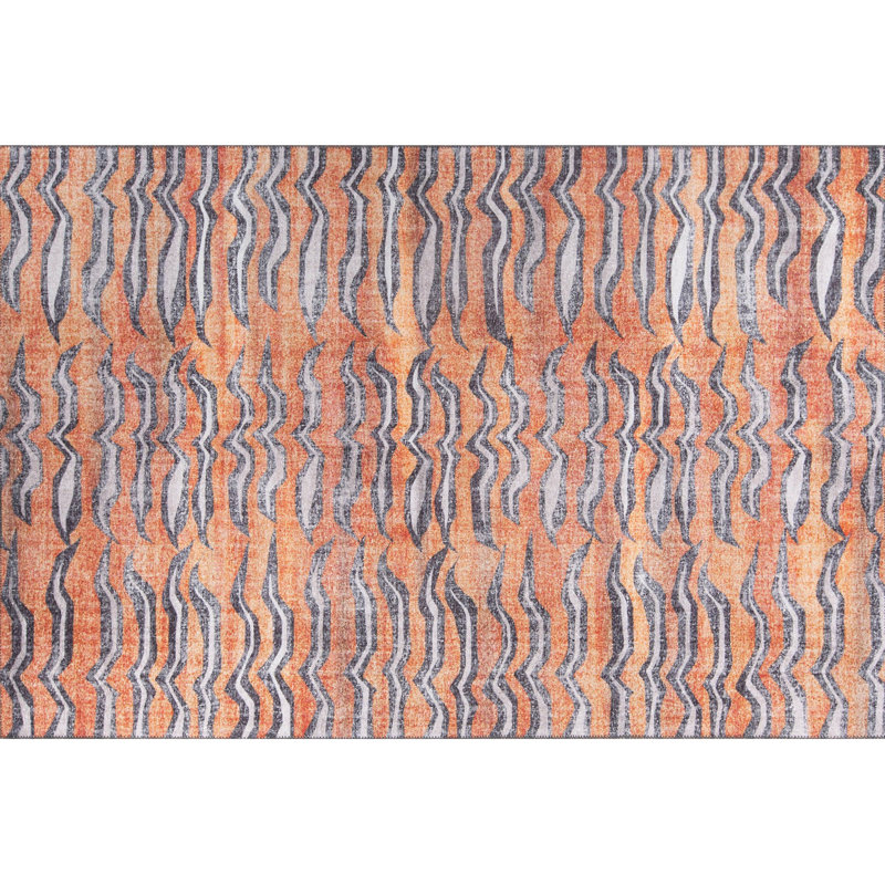 Tapis luxueux lavable à la machine, 4,9 x 7,5 pieds, 100% polyester, 1850 g / m², hauteur des poils: 0,2 pouce | Envers écologique en polyester recyclé | Parfait pour le salon et la chambre à coucher, conception douce et durable