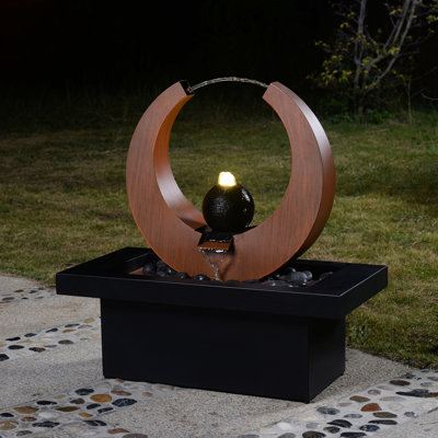 Handcrafted Metal Sculptural Fountain with Lights