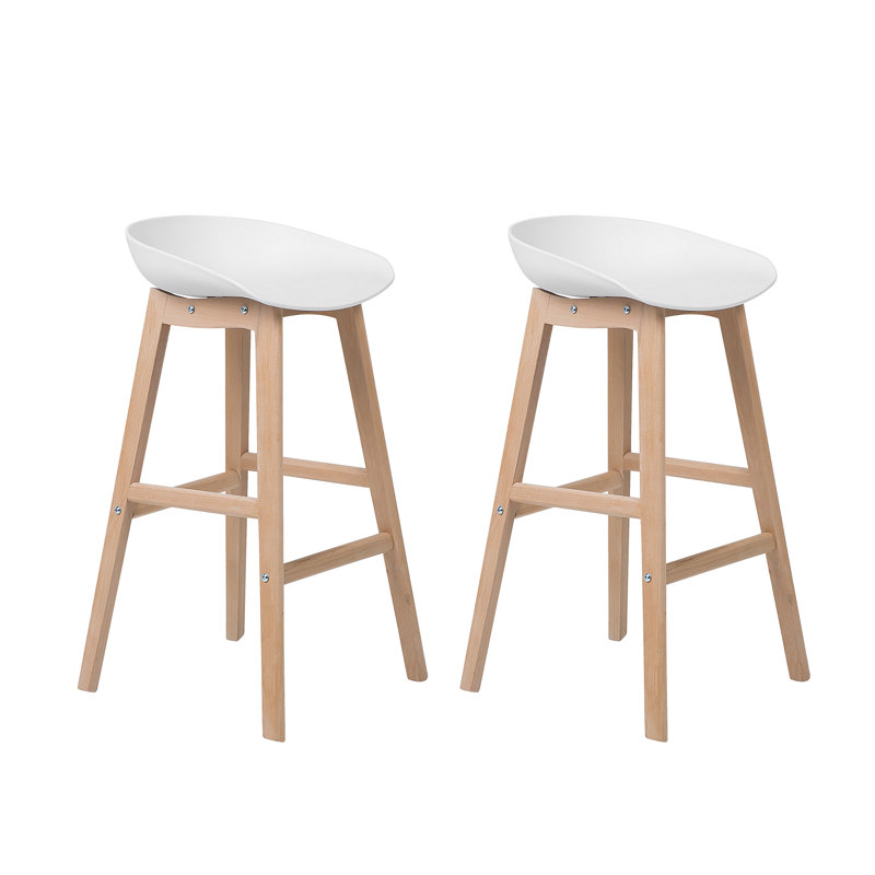 Benjamin Counter Stool with Solid Wood Frame, White