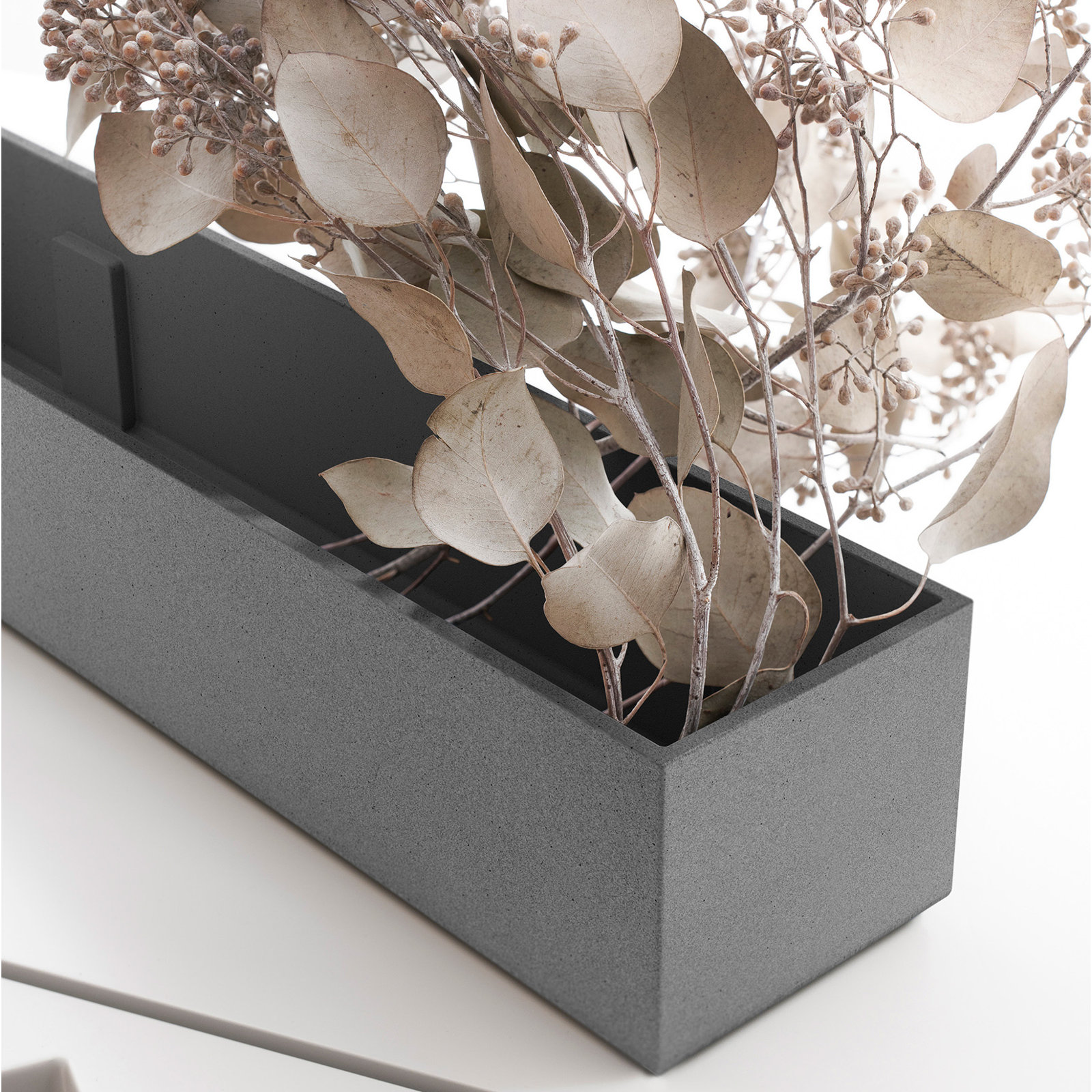 Geo Series Planter Box, 3" H x 16" W x 3.5" D, Set of 2, Gray