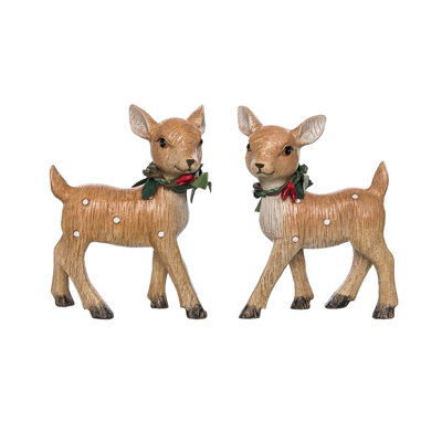  Figurine de Noël en résine fauve, ensemble de 2 décorations de Noël pour la maison