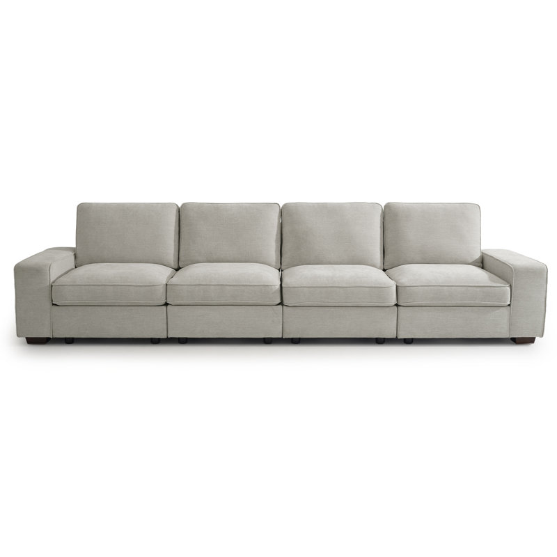 Ebern Designs Judeth Square Arm Modular Sofa, 4, Light Gray