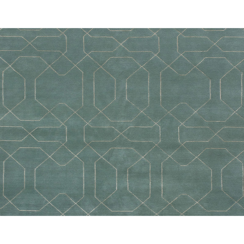 Geometric Area Rug in Light Blue, Rectangle 6' x 9'