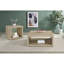 Table basse carrée 35,5 pouces de style cubique rustique aspect bois vieilli beige clair