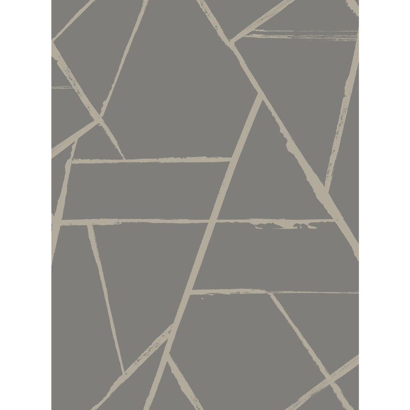 Geometric Wallpaper Double Roll, Gray Metallic