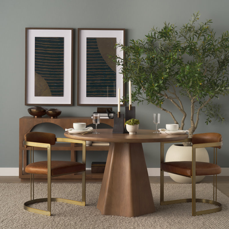 Jovani 48" Solid Light Brown Mango Wood Round Dining Table, Light Brown, 30"H x 48"L x 48"W