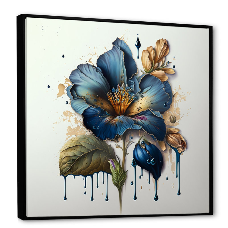 Fleurs réalistes II - reproduction sur toile, H 16 po x l 16 po x P 1 po, Toile avec cadre flottant noir
