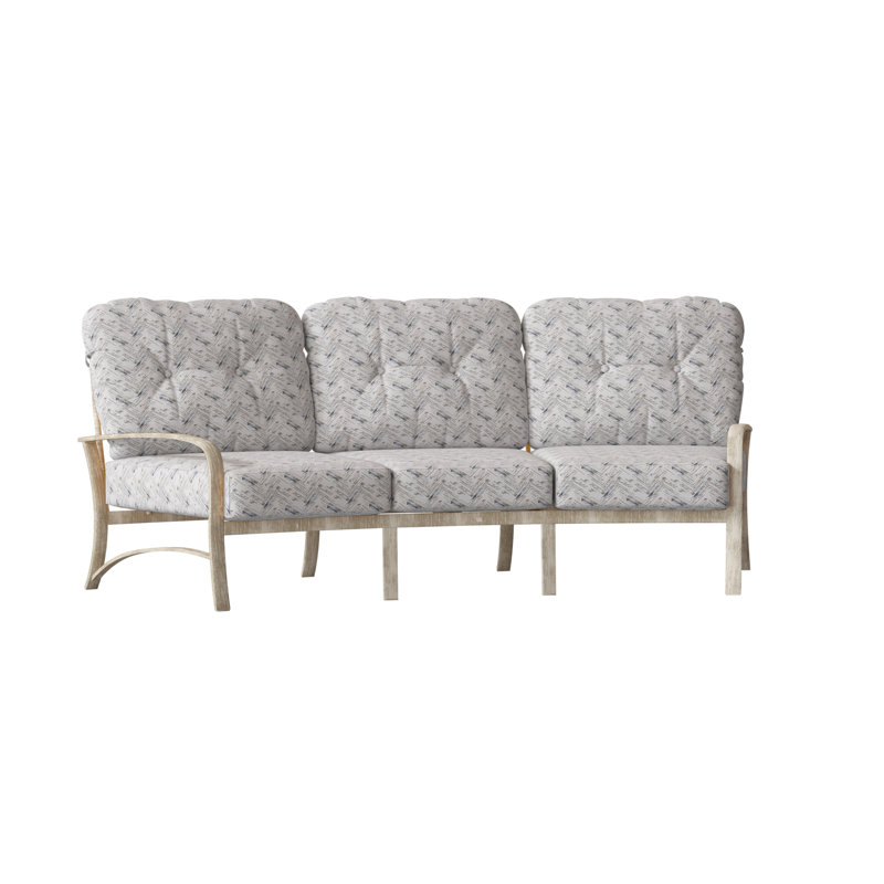 Canapé de patio crescent Fremont, Blanc patiné, Chartres Malt Sunbrella®