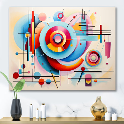 «Blue and Pink Abstract Geometric Vision 3», art mural géométrique