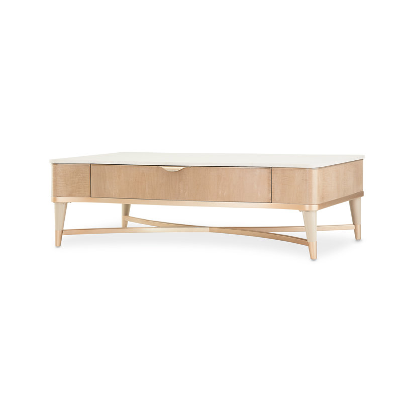 Malibu Crest Marble Coffee Table, Blush/Chardonnay/Creamy Pearl
