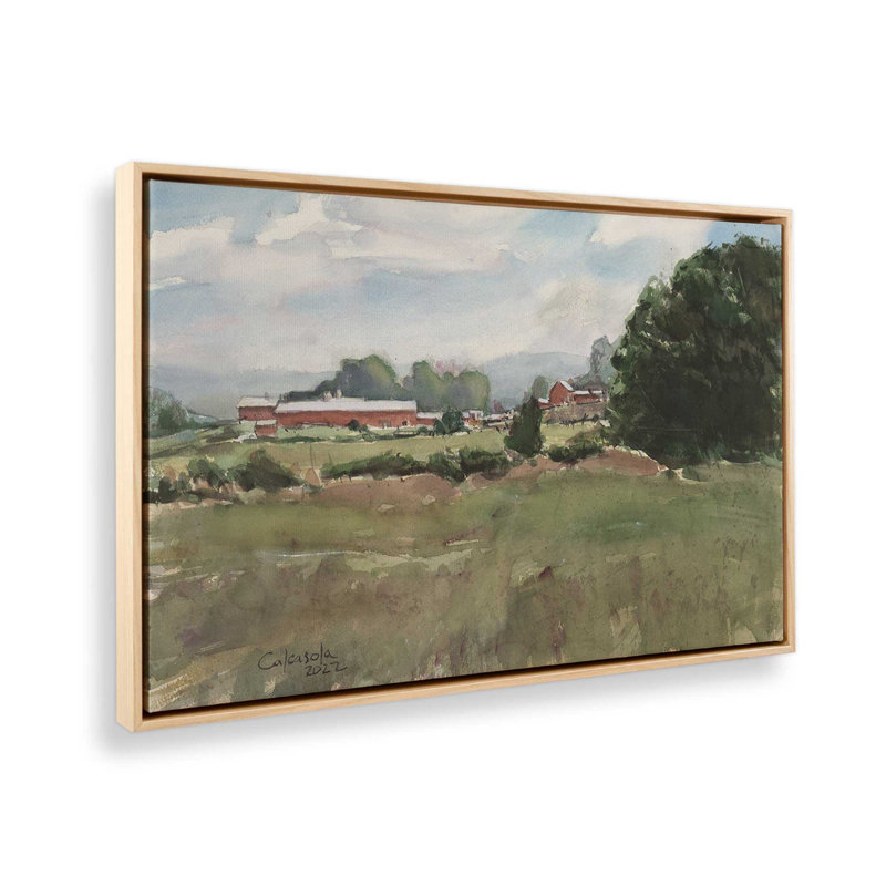 «Somers Cow Farm» par Stephen Calcasola, reproduction d'art sur toile, H 12 po x l 16 po, Tanné
