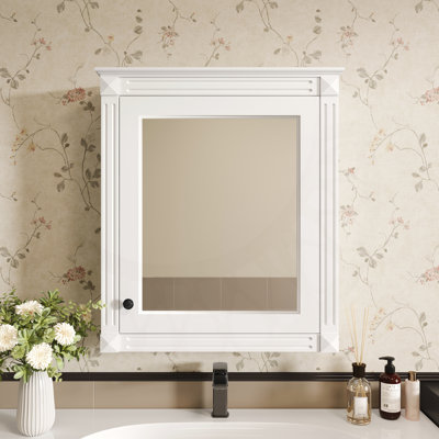 Armoire de rangement murale 24 po x 27 po avec miroir, tablettes réglables pour une organisation efficace et un gain de place