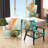Blue And Green Fluid Ink Art - Upholstered Modern Accent Chair and Arm Chair-781196888