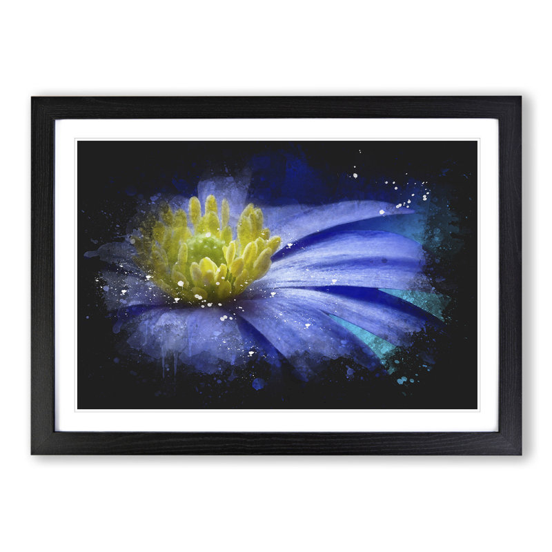 Blue Flower - Picture Frame Graphic Art, 27cm H x 36cm W x 2cm D, Black