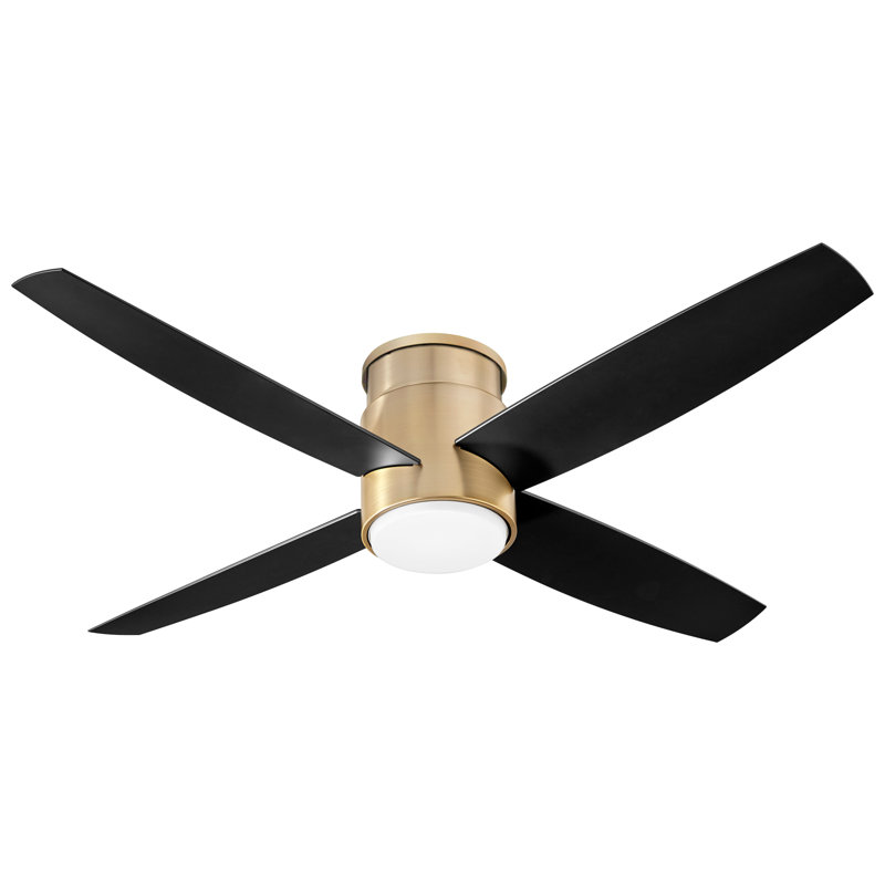 Garyl 52'' Ceiling Fan, Aged Brass Black Blades