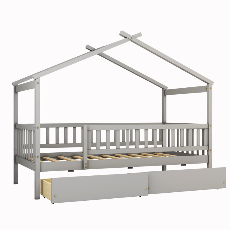 Lit pour enfant Hann, Simple, Gris