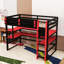 Lit mezzanine avec bureau, lumières RVB, support de rangement latéral et tablettes multiples-680192007-680192029