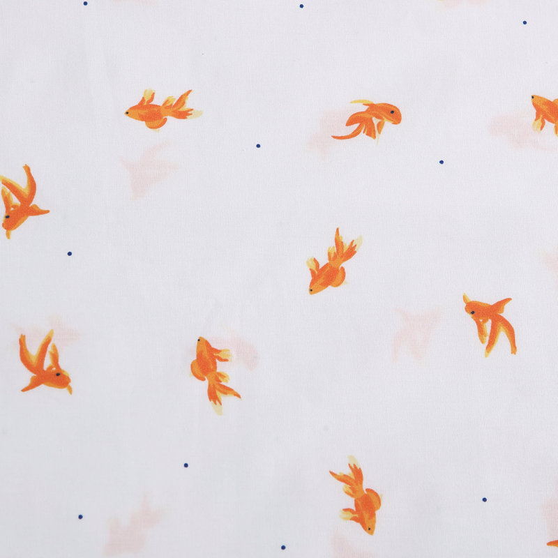 Ensemble de draps en coton percale Poppy & Fritz, Ensemble de draps lit simple + 1 taie d'oreiller, Orange poisson rouge