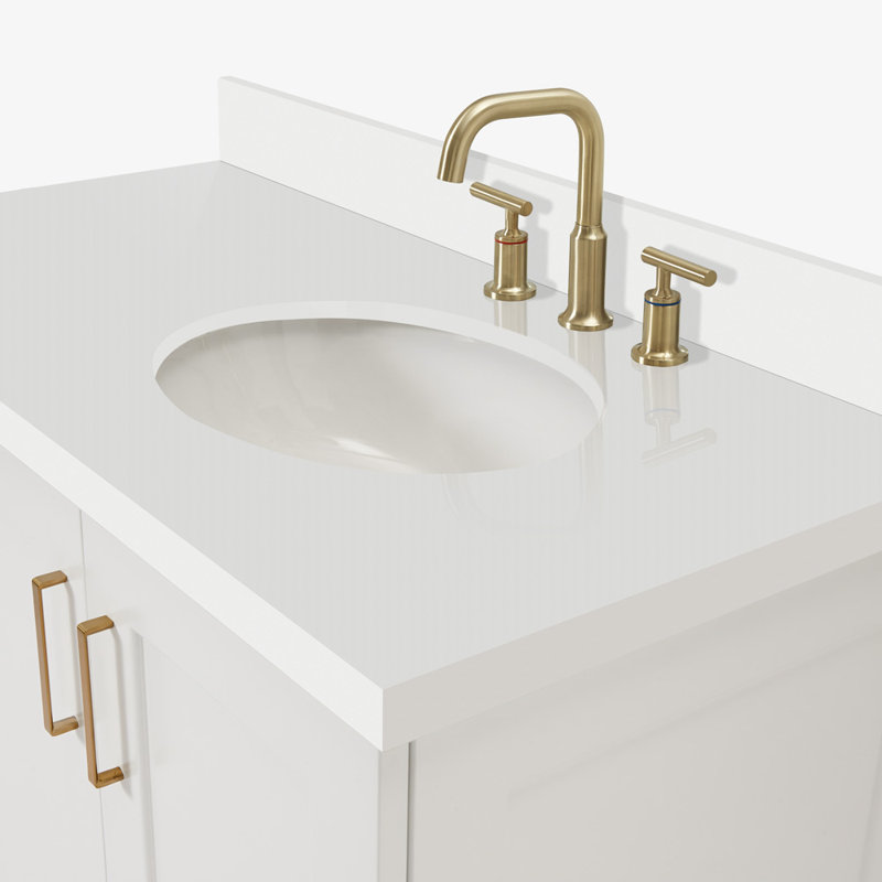 43 IN.  Single Bathroom Vanity, Right , White, Oval