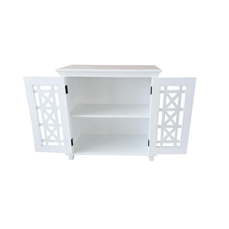 Armoire décorative blanche avec porte et tablette en verre, porte de finition Mid-Century Modern Home Decor, tablette intérieure pour le rangement, design