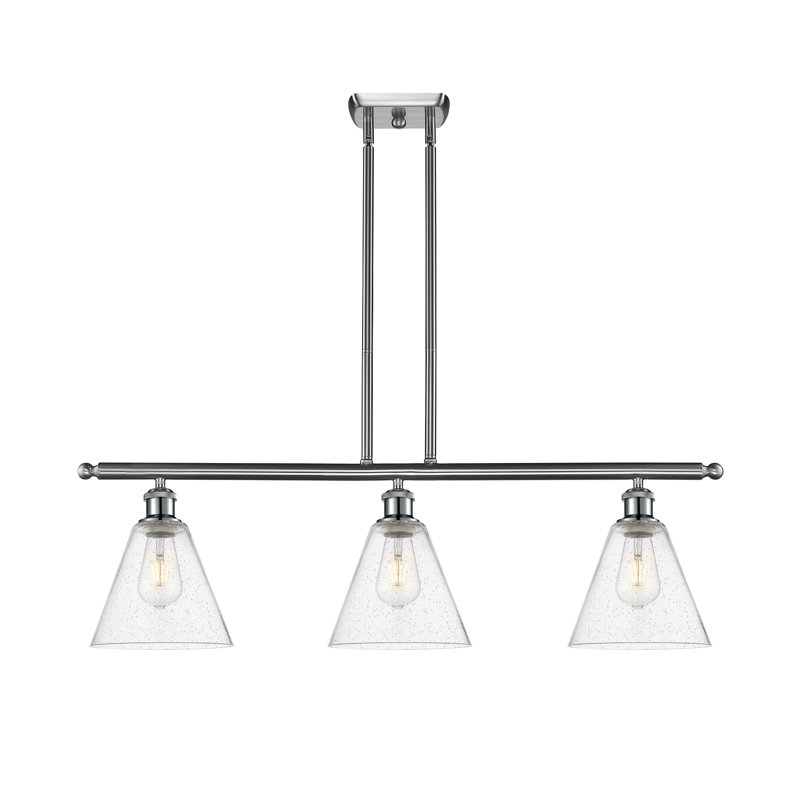 Luminaire suspendu linéaire à 3 lumières pour îlot de cuisine Angelissa, H 47,25 po x l 38,5 po x P 12 po