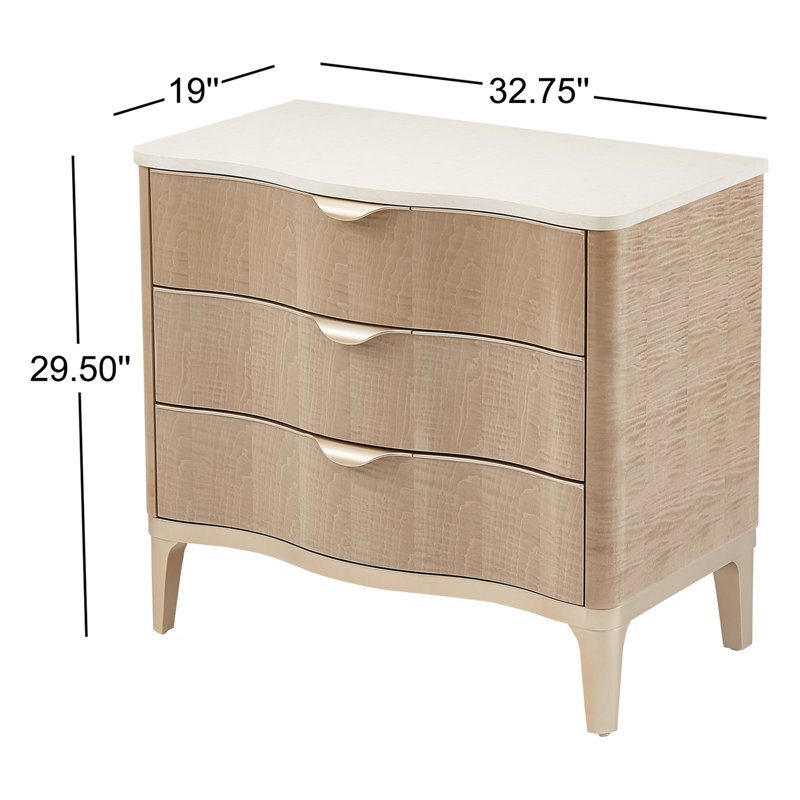 Malibu Crest 3 - Drawer Nightstand, White/Blush