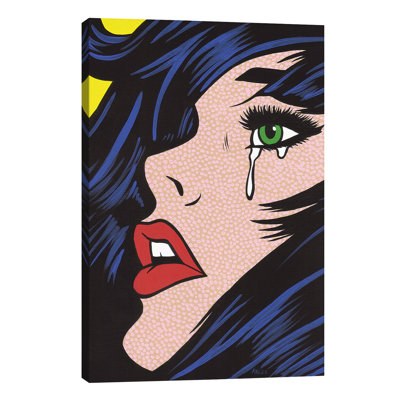 Green Eyes Crying Girl by Allyson Gutchell - Print on Canvas