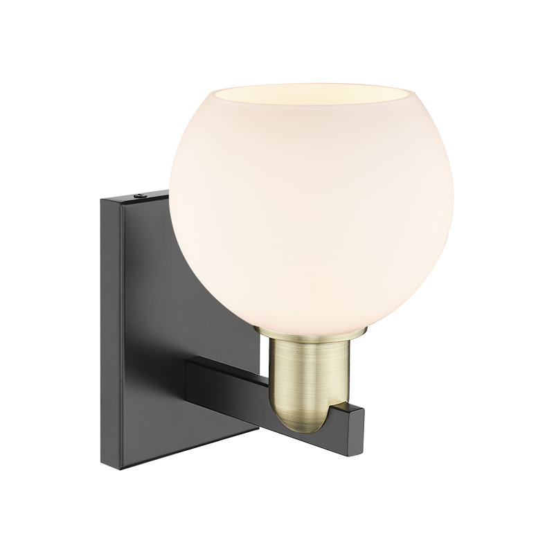 Cambria Steel Armed Sconce, White / Matte Black