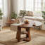 Table de salle à manger ronde extensible peu encombrante avec rangement caché et base en croix, table ronde extensible pour 4 à 8 personnes, table de cuisine-1532615285