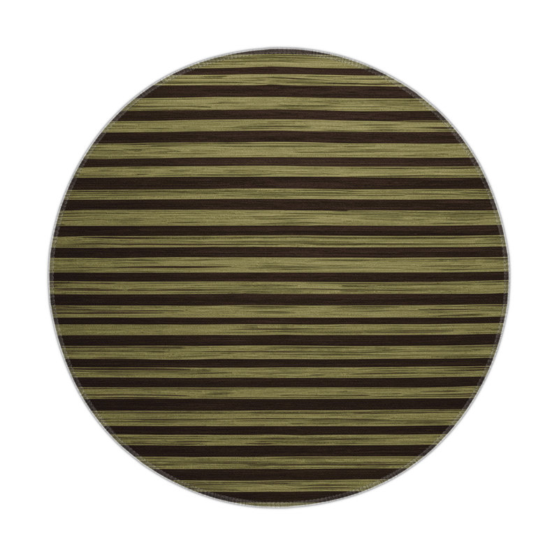 Tapis intérieur / extérieur brun HorizontalStripes, Rond 5 pi