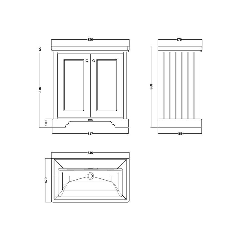 Bayswater Single Bathroom Vanity with Sits On Furniture Fireclay Basin, Hunter Green