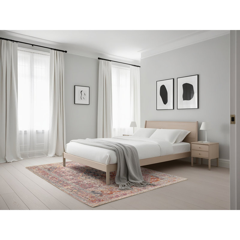 Tapis rose/orange contemporaine, Rectangle 5 pi x 7 pi