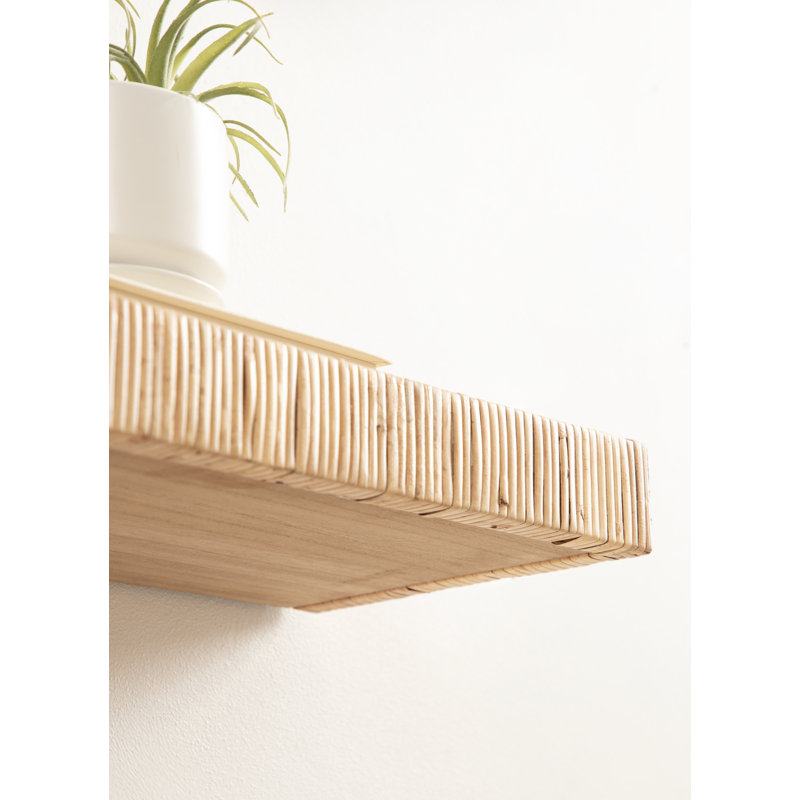 Natural Rattan Floating Shelves Set for Coastal Decor