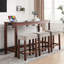 Table de bar et chaise 4 pièces avec charge de courant alternatif, table de 59 pouces, 3 tabourets en lin confortables résistants aux éclaboussures, pieds en bois massif, prise de courant encastrée pour salle à manger, tabourets rembourrés, pour la vie